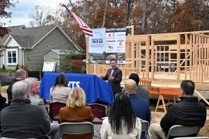 Ocean County Board of Commissioners attend the Ocean County Vocational Technical School's groundbreaking on a house being built by the construction program