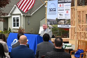 Ocean County Board of Commissioners attend the Ocean County Vocational Technical School's groundbreaking on a house being built by the construction program