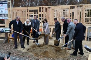 Ocean County Board of Commissioners attend the Ocean County Vocational Technical School's groundbreaking on a house being built by the construction program