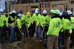 Ocean County Board of Commissioners attend the Ocean County Vocational Technical School's groundbreaking on a house being built by the construction program
