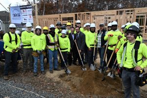 Ocean County Board of Commissioners attend the Ocean County Vocational Technical School's groundbreaking on a house being built by the construction program