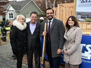 Ocean County Board of Commissioners attend the Ocean County Vocational Technical School's groundbreaking on a house being built by the construction program