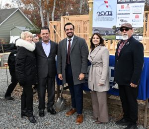 Ocean County Board of Commissioners attend the Ocean County Vocational Technical School's groundbreaking on a house being built by the construction program