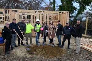 Ocean County Board of Commissioners attend the Ocean County Vocational Technical School's groundbreaking on a house being built by the construction program