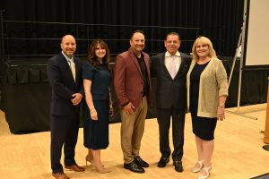 Ocean County Commissioner Director Frank Sadeghi and Deputy Director Jennifier Bacchione celebrated the outstanding educators recognized at the Annual Ocean County Teacher of the Year Recognition on May 19 at the RWJBarnabas Health Arena at Toms River High School North.