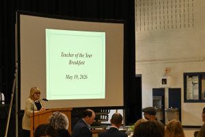 Ocean County Commissioner Director Frank Sadeghi and Deputy Director Jennifier Bacchione celebrated the outstanding educators recognized at the Annual Ocean County Teacher of the Year Recognition on May 19 at the RWJBarnabas Health Arena at Toms River High School North.