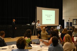 Ocean County Commissioner Director Frank Sadeghi and Deputy Director Jennifier Bacchione celebrated the outstanding educators recognized at the Annual Ocean County Teacher of the Year Recognition on May 19 at the RWJBarnabas Health Arena at Toms River High School North.