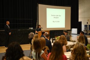 Ocean County Commissioner Director Frank Sadeghi and Deputy Director Jennifier Bacchione celebrated the outstanding educators recognized at the Annual Ocean County Teacher of the Year Recognition on May 19 at the RWJBarnabas Health Arena at Toms River High School North.