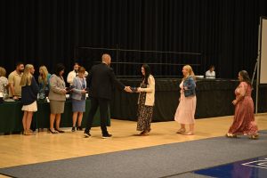 Ocean County Commissioner Director Frank Sadeghi and Deputy Director Jennifier Bacchione celebrated the outstanding educators recognized at the Annual Ocean County Teacher of the Year Recognition on May 19 at the RWJBarnabas Health Arena at Toms River High School North.