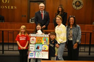 Four fourth graders from Ocean County schools were recognized by the Ocean County Board of Commissioners, and the Ocean County Deputy Clerk for their winning entries in the annual “My County Poster Contest.”