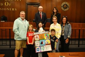 Four fourth graders from Ocean County schools were recognized by the Ocean County Board of Commissioners, and the Ocean County Deputy Clerk for their winning entries in the annual “My County Poster Contest.”