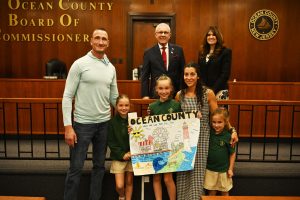 Four fourth graders from Ocean County schools were recognized by the Ocean County Board of Commissioners, and the Ocean County Deputy Clerk for their winning entries in the annual “My County Poster Contest.”