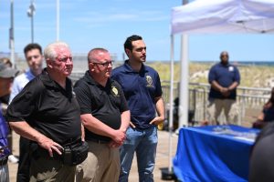 Ocean County officials join the New Jersey Attorney General's office during the kick-off to a safe summer on the Seaside Heights Boardwalk
