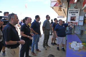 Ocean County officials join the New Jersey Attorney General's office during the kick-off to a safe summer on the Seaside Heights Boardwalk
