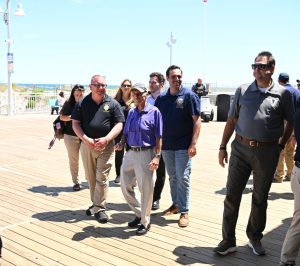 Ocean County officials join the New Jersey Attorney General's office during the kick-off to a safe summer on the Seaside Heights Boardwalk