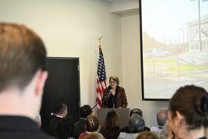 The ceremony featured remarks from Ocean County Library Director Sue Quinn, Deputy Director Bacchione, Ocean County Library Commission Chair Henry Mancini, NJ 9th District Assemblyman Grey Myhre, New Jersey State Librarian Jennifer Nelson and Stafford Mayor Robert E. Henken. The Ocean County Sheriff’s Office also marked the occasion with a ceremonial flag raising at the new building.