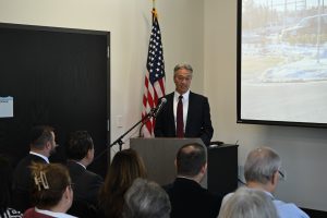 The ceremony featured remarks from Ocean County Library Director Sue Quinn, Deputy Director Bacchione, Ocean County Library Commission Chair Henry Mancini, NJ 9th District Assemblyman Grey Myhre, New Jersey State Librarian Jennifer Nelson and Stafford Mayor Robert E. Henken. The Ocean County Sheriff’s Office also marked the occasion with a ceremonial flag raising at the new building.