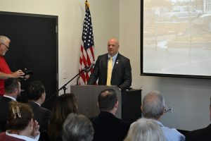 The ceremony featured remarks from Ocean County Library Director Sue Quinn, Deputy Director Bacchione, Ocean County Library Commission Chair Henry Mancini, NJ 9th District Assemblyman Grey Myhre, New Jersey State Librarian Jennifer Nelson and Stafford Mayor Robert E. Henken. The Ocean County Sheriff’s Office also marked the occasion with a ceremonial flag raising at the new building.