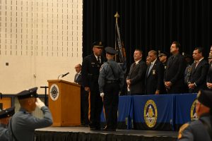 Ocean County Police Academy Basic Police Recruit Class No. 126 was recognized on October 6, during a graduation ceremony at Toms River North High School, following the successful completion of five months of intensive training under the guidance of Ocean County Sheriff Michael G. Mastronardy. The recruits were joined by family members, loved ones, academy instructors, law enforcement leaders, and Ocean County Commissioner Director Frank Sadeghi and Commissioner Sam Ellenbogen, who both serve as liaisons to the Ocean County Sheriff’s Department. 