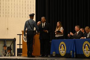 Ocean County Police Academy Basic Police Recruit Class No. 126 was recognized on October 6, during a graduation ceremony at Toms River North High School, following the successful completion of five months of intensive training under the guidance of Ocean County Sheriff Michael G. Mastronardy. The recruits were joined by family members, loved ones, academy instructors, law enforcement leaders, and Ocean County Commissioner Director Frank Sadeghi and Commissioner Sam Ellenbogen, who both serve as liaisons to the Ocean County Sheriff’s Department. 