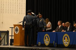 Ocean County Police Academy Basic Police Recruit Class No. 126 was recognized on October 6, during a graduation ceremony at Toms River North High School, following the successful completion of five months of intensive training under the guidance of Ocean County Sheriff Michael G. Mastronardy. The recruits were joined by family members, loved ones, academy instructors, law enforcement leaders, and Ocean County Commissioner Director Frank Sadeghi and Commissioner Sam Ellenbogen, who both serve as liaisons to the Ocean County Sheriff’s Department. 