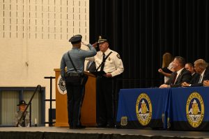 Ocean County Police Academy Basic Police Recruit Class No. 126 was recognized on October 6, during a graduation ceremony at Toms River North High School, following the successful completion of five months of intensive training under the guidance of Ocean County Sheriff Michael G. Mastronardy. The recruits were joined by family members, loved ones, academy instructors, law enforcement leaders, and Ocean County Commissioner Director Frank Sadeghi and Commissioner Sam Ellenbogen, who both serve as liaisons to the Ocean County Sheriff’s Department. 