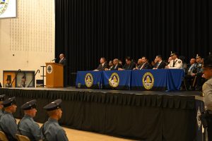 Ocean County Police Academy Basic Police Recruit Class No. 126 was recognized on October 6, during a graduation ceremony at Toms River North High School, following the successful completion of five months of intensive training under the guidance of Ocean County Sheriff Michael G. Mastronardy. The recruits were joined by family members, loved ones, academy instructors, law enforcement leaders, and Ocean County Commissioner Director Frank Sadeghi and Commissioner Sam Ellenbogen, who both serve as liaisons to the Ocean County Sheriff’s Department. 