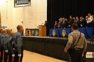 Ocean County Police Academy Basic Police Recruit Class No. 126 was recognized on October 6, during a graduation ceremony at Toms River North High School, following the successful completion of five months of intensive training under the guidance of Ocean County Sheriff Michael G. Mastronardy. The recruits were joined by family members, loved ones, academy instructors, law enforcement leaders, and Ocean County Commissioner Director Frank Sadeghi and Commissioner Sam Ellenbogen, who both serve as liaisons to the Ocean County Sheriff’s Department. 